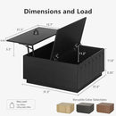 Lift Top Coffee Table with Storage, Modern Coffee Table with Arched Design, 31.5" Square Tea Table with Wood Grain, Minimalist Multifunctional Center Table for Living Room, Office, Black by CozyNest Decor