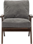 Wahson Mid Century Chair, Upholstered Accent Armchair, with Wood Frame and Canvas Cushions, Leisure Slipper Chair for Living Room/Bedroom, Grey by CozyNest Decor