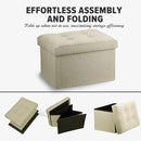 LINMAGCO Ottoman Storage Ottoman with Storage Small Foot Rest Stool Under Desk Stool Short Folding Footrest Linen Cloth Beigh 16X12X12IN by CozyNest Decor