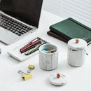 Marble Small Bathroom Jar Set ，Ceramic Cotton Swabs Holder with Lid and Dresser Organizer Set Tray for Storage and Organizing in Bathroom, Dresser, Kitchen, Office by CozyNest Decor