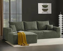 Boneless Sectional Cloud Couch Sofa for Living Room, 112" L-Shaped Modular Modern Lounge Sleeper Green Couches with Chaise, No Assemble, Cordury Compression Upholstered Sofas by CozyNest Decor