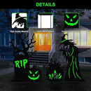 Halloween Yard Signs Outdoor Decorations，3 Pack Scary Large Witch Tombstone Cauldron Fluorescent Metal Stakes Glow in The Dark for Lawn Garden Halloween Decor (Large Witch Tombstone Cauldron) by CozyNest Decor