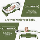 Foldable Baby Bathtub, Lightweight Bathtub for Infants to Toddlers with Soft Cushion & Thermometer, Portable Baby Tub Newborn to Toddler 0-36 Months(Green) by TinyTreasures Baby Boutique