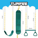 TURFEE 3 Pack Assorted Swing Set, Including 1 Gym Rings Trapeze Bar and 2 Pcs Swings with Plastic Coated Chain, Swingset Accessories Replacement for Kids Outdoor Play, Playground- Green by TinyTreasures Baby Boutique