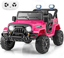 Costzon 12V Kids Ride on Truck Car, Electric Vehicle w/Remote Control, Threaded Wheels, 3 Speeds, LED Lights, Music, Horn & Wireless Connection, Battery Powered Ride on Toy for Boys & Girls 3+ (Pink) by TinyTreasures Baby Boutique