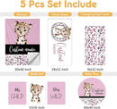 Personalized Baby Bedding Set, 5 Pcs Custom Baby Crib Sets with Name, Toddler Bedding Set for Baby Girls, Pink Leopard Double Layer Nursery Bedding Set, Customized Gifts for Infants Kids by TinyTreasures Baby Boutique