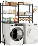 Over Washer and Dryer Shelves,Heavy Duty Laundry Room Storage Organization Clothes Drying Rack,5 Tier Adjustable Height Wire Shelving and Wire Basket with Hanger Rod&Hook,Space Saving Shelf by CozyNest Decor