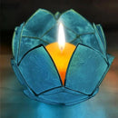 Blooming Lotus Capiz Shell Tealight Candle Holder, Handcrafted Decorative Tea Light Candleholder with Translucent Flower Petals for Ambient Illumination and Natural Elegance, Aquamarine by CozyNest Decor