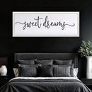 Sweet Dreams Over Bed Wall Decor 32"×12" for Master Bedroom Above Bed Wood Framed Wall Art Sign (White) by CozyNest Decor