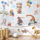 TOARTi Jungle & Woodland Animals Wall Decals - Hot Air Balloon & Elephant Giraffe Rabbit Wall Art Stickers for Baby & Kids Room Decoration by TinyTreasures Baby Boutique
