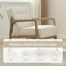 Linen Accent Chair, Mid Century Modern Chair for Living Room, Upholstered Comfy Lounge Armchair with Solid Wood Frame, Reading Side Chair for Bedroom,105°Ergonomic Comfort, White by CozyNest Decor