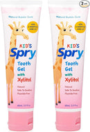 Spry Natural Xylitol Toothpaste for Baby, Toddler and Kids Age 3 Months and Up - Fluoride Free Tooth Gel, Tasty, Support Development of Emerging Teeth, Bubble Gum 2 Fl Oz (Pack of 2) by CozyNest Decor