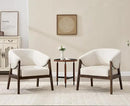 Mid-Century Modern Accent Chair, Comfy Barrel Armchair with Wide Seat, Upholstered Lounge Chair with Walnut Wood Legs for Living Room/Bedroom/Reading Corner, Chenille, Beige, 1PC by CozyNest Decor