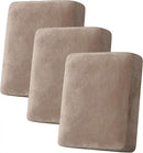 H.VERSAILTEX Velvet Stretch Couch Cushion Cover Plush Cushion Slipcover for Chair Loveseat Sofa Cushion Furniture Protector Seat Cushion Sofa Cover (3 Piece Sofa Cushion Covers, Taupe) by CozyNest Decor