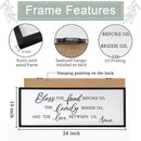 Bless the Food Before Us Wall Decor Art 24"X10" for Dining Room Kitchen Wall Wooden Framed Sign (Black) by CozyNest Decor