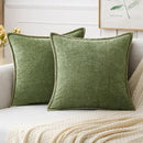 MIULEE Pack of 2 Couch Throw Pillow Covers 24x24 Inch Sage Green Farmhouse Decorative Pillow Covers with Stitched Edge Soft Chenille Solid Dyed Spring Pillow Covers for Sofa Bed Living Room by CozyNest Decor