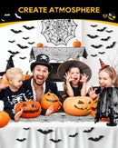 eZAKKA 5 Pack Halloween Decorations Indoor Halloween Spider Web Tablecloth Table Runners Fireplace Mantel Scarf Cobweb Lampshade Scary 3D Bats for Parties Gothic Spooky Home Decoration by CozyNest Decor