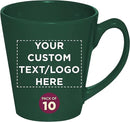 DISCOUNT PROMOS Custom Glossy Ceramic Latte Coffee Mug 12 oz. Set of 10, Personalized Bulk Pack - Perfect for Tea, Espresso, Cappuccino, Hot Cocoa - Green by CozyNest Decor