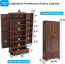 72‘’ Farmhouse Kitchen Pantry Cabinet with Drawer, Tall Storage Cabinet with 2 Barn Doors and Shelves, Versatile Large Rustic for Dining Room, Bathroom, Living Room, Laudry, Brown by CozyNest Decor