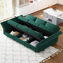 Belffin Modular Velvet Sectional Sofa with Chaise Lounge Sectional Sleeper Sofa with Storage Chaise Bed Couch for Living Room Green by CozyNest Decor