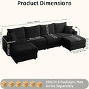 Modular Sectional Sofa Couch, Plush Corduroy Fabric Sectional Couches for Living Room with USB Charging Ports, Phone Holders, and Multi-Functional Storage Armrests (Black, 4set+2ottoman) by CozyNest Decor