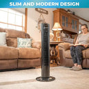 Comfort Zone 32-Inch Bladeless Tower Fan with 3 Speeds, 90° Oscillation, Portable Indoor Stand Fan with Built-In Carry Handle – Quiet Cooling for Bedroom, Black by CozyNest Decor