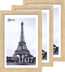 VCK 11x17 Picture Frame 3 Pack - Oak, Natural Solid Wood Poster Frames, Wall Gallery Frame by CozyNest Decor