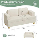 2 Pieces Corduroy Couch Set for Living Room, 5 Seats Cloud Sofa, Deep Seat Floor Couch for Bedroom, Futon Modern Sofa Bed, White Corduroy by CozyNest Decor