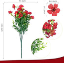‌20 Bundles Artificial Flowers for Outdoors‌ with 6 Faux Butterflies, UV Resistant ‌Fake Flowers‌ with Eucalyptus Leaves, ‌Artificial Plants Outdoor‌ for Patio Garden Porch Home Decor (Red) by CozyNest Decor