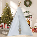 Teepee Tent for Kids with Padded Mat Cotton Canvas Kids Teepee with Pompom for Toddlers Indoor Play Tent for Girls Boys with Stars Lights, Carry Bag, Banner Flag (Snowman) by TinyTreasures Baby Boutique