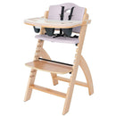 Abiie Beyond Junior Wooden High Chair with Tray - Adjustable and Convertible High Chair for Babies and Toddlers - 6 Months to 250 Lb - Water Resistant - Natural Wood with Lilac Cushion by TinyTreasures Baby Boutique