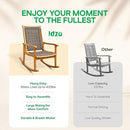 Idzo Wood Wicker Rocking Chair, 400 lbs Capacity, Durable Eucalyptus Wood, Natural Finish, Comfortable Curvy Design, Ideal for Deck, Patio Furniture, Teak Outdoor Furniture, Set of 2 by CozyNest Decor