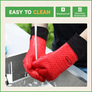 GEEKHOM BBQ Gloves Heat Resistant Oven Mitts - Silicone Grilling Gloves with 14" Long Arm Protection - Waterproof Pot Holder Non-Slip for Men & Women, Kitchen Cooking, Baking, Camping, Red by GreenHaven Gardens
