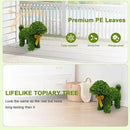 2 Pcs Artificial Bunny Shaped Topiary Trees, Artificial Green Boxwood Bunny Decorations with Gold Bow, Perfect for Indoor & Outdoor Front Porch, Easter& Garden Decor (Boxwood Dog Tree) by CozyNest Decor