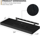 Fun Memories 24 Inch Floating Shelves - Deep Rustic Black Wooden Wall Shelves - Extra Deeper & Thicker Wall Mounted Storage Shelf for Bedroom, Kitchen, Farmhouse - 2 Pack, Rustic Black by CozyNest Decor