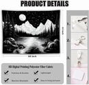 keowhsf Starry Night Mountain Lake Tapestry Black and White Tapestries Aesthetic Moon and Stars Wall Hanging Dark Nature Forest Tapestry for Bedroom Living Room Dorm Decor by CozyNest Decor