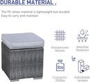 Patiorama 2 Pieces Assembled Outdoor Patio Ottoman, Indoor Outdoor All-Weather Grey Wicker Rattan Outdoor Footstool Footrest Seat with Light Grey Cushions, No Assembly Required by CozyNest Decor