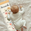 Personalized Name Growth Chart Wall Decor for Kids – Canvas Removable Height Chart Measuring Ruler 59" x 7.9" (Flowers) by TinyTreasures Baby Boutique