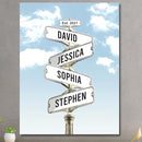 Personalized Father's Day Family Names Street Custom Multi-Name Date of Birth Vintage Street Sign Happy Fathers Day Poster Canvas Wall Art Best Gifts for Dad Husband from Daughter Son Wife Kids