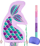 WERNNSAI Foldable Mermaid Piñata - Pull String Mermaid Birthday Party Supplies Mermaid with Blindfold Bat and Tassels Mermaid Party Decoration Games Folding Purple Mermaid Piñatas for Classroom Game by TinyTreasures Baby Boutique