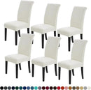 Joccun Chair Covers for Dining Room Set of 6,Dining Chair Slipcovers Stretch Dining Room Chair Covers Seat Protector,Washable Parsons Chair Cover for Home,Hotel,Banquet(Ivory,6 Pack) by CozyNest Decor