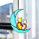 HDCRYSTALGIFTS Couple Cat Sitting on Moon Stained Glass Window Hanging, Modern Art Suncatcher for Window, Wall Decor,Cat Lover Gifts for Women/Girls by GreenHaven Gardens