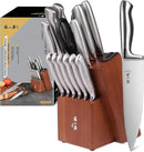 ZHANG XIAO QUAN SINCE 1628 15Pcs Knife Block Set,kitchen knife set with Built-in Sharpener Razor-Sharp High Carbon Stainless Steel Dishwasher Safe(Silver) by CozyNest Decor