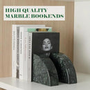 Marble Bookend for Shelves, Non-Skid Bookends for Heavy Books, Heavy Duty Book Stopper for CDs, Luxury Book Shelf Holder, Quarter Circle Design Book Ends Decorative, Indian Green, Set of 2 by CozyNest Decor