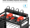 CCCEI Garage Power Tools Organizer Cart with Charging Station, Black Floor Standing Rolling Drill and Tools Battery Storage Cart on Wheels. Utility Rack Gift for Men, Husband, Father. by GreenHaven Gardens