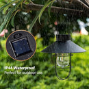 HUYIENO 2Pack Solar Metal Hanging Lantern with Shepherd Hook Outdoor Led Garden Lights Black by GreenHaven Gardens