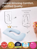 Momcozy Pregnancy Pillows for Sleeping, U Shaped Full Body Pillow 57 Inch for Pregnant Women with Back, Hip, Leg, Belly Support, Washable Jersey Cotton Cover Included, Light Blue by TinyTreasures Baby Boutique