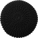 REDEARTH Round Pouf Foot Stool Ottoman - Hand Knitted Bean Bag - Cord Boho Pouffe - Cable Poof Footrest for Living Room - Nursery - Bedroom - Patio - 100% Cotton - Home Decor (19.5"x19.5"x14") - Black by CozyNest Decor