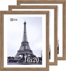 VCK 16x20 Picture Frames for Wall 3 Pack, Brown Walnut Wood Poster Frame, Exclusive Wood Grain, Wall Mounting Hanging by CozyNest Decor