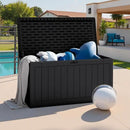 JUMMICO 160 Gallon Resin Outdoor Storage Deck Box with Divider, Waterproof Storage Box&Bench with Lockable Lid for Garden Tools, Pools Supplies (Black) by CozyNest Decor